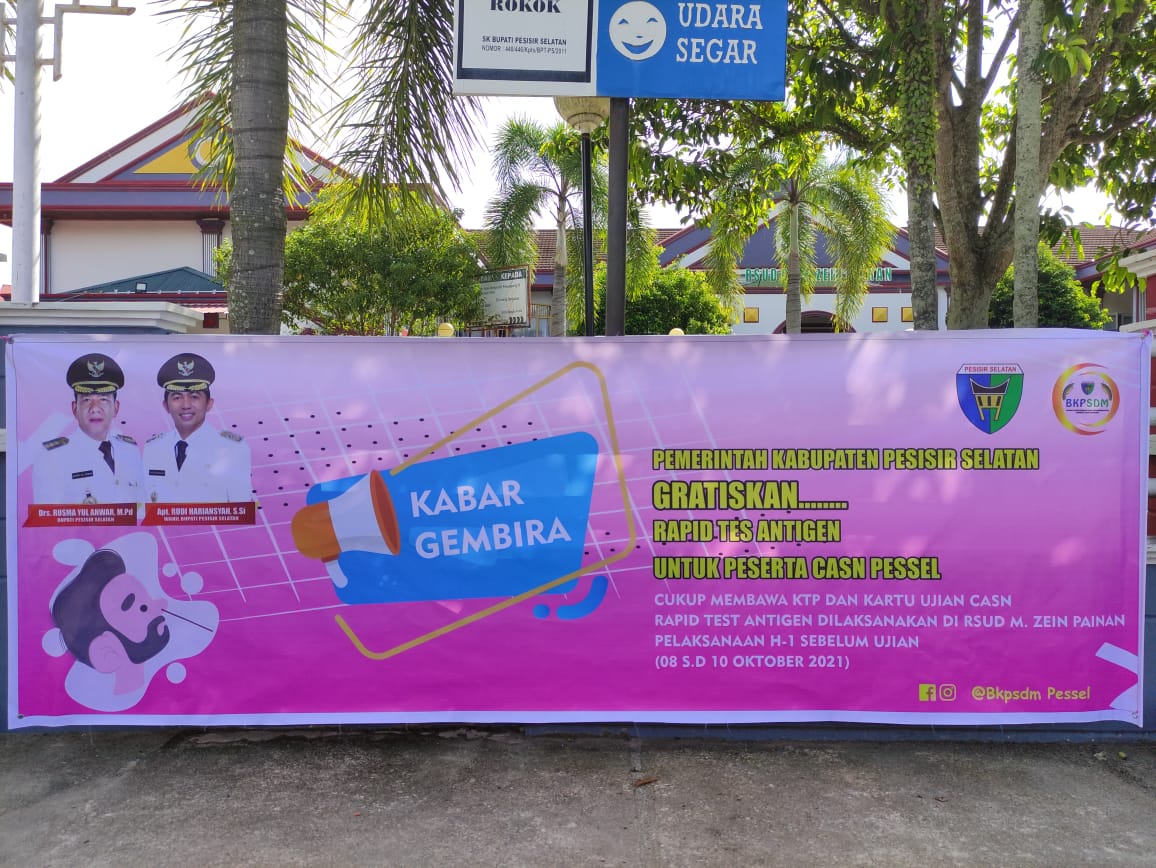 Pemda Pesisir Selatan Melalui BKPSDM Gratiskan Biaya Rapid Test Peserta Seleksi CASN di RSUD