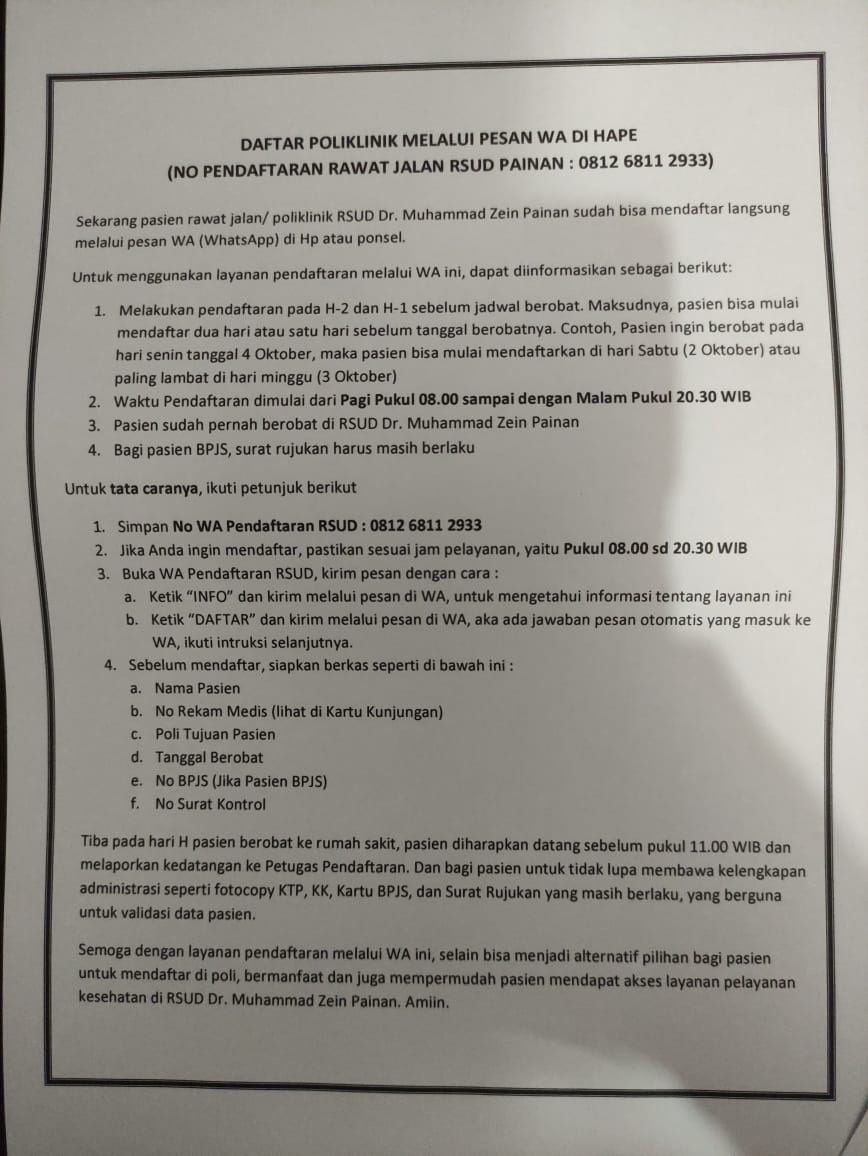 Daftar Poliklinik Sekarang Bisa Melalui Pesan WA (WhatsApp) di Hape